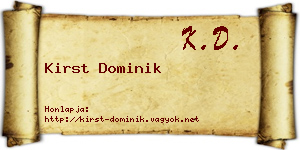 Kirst Dominik névjegykártya